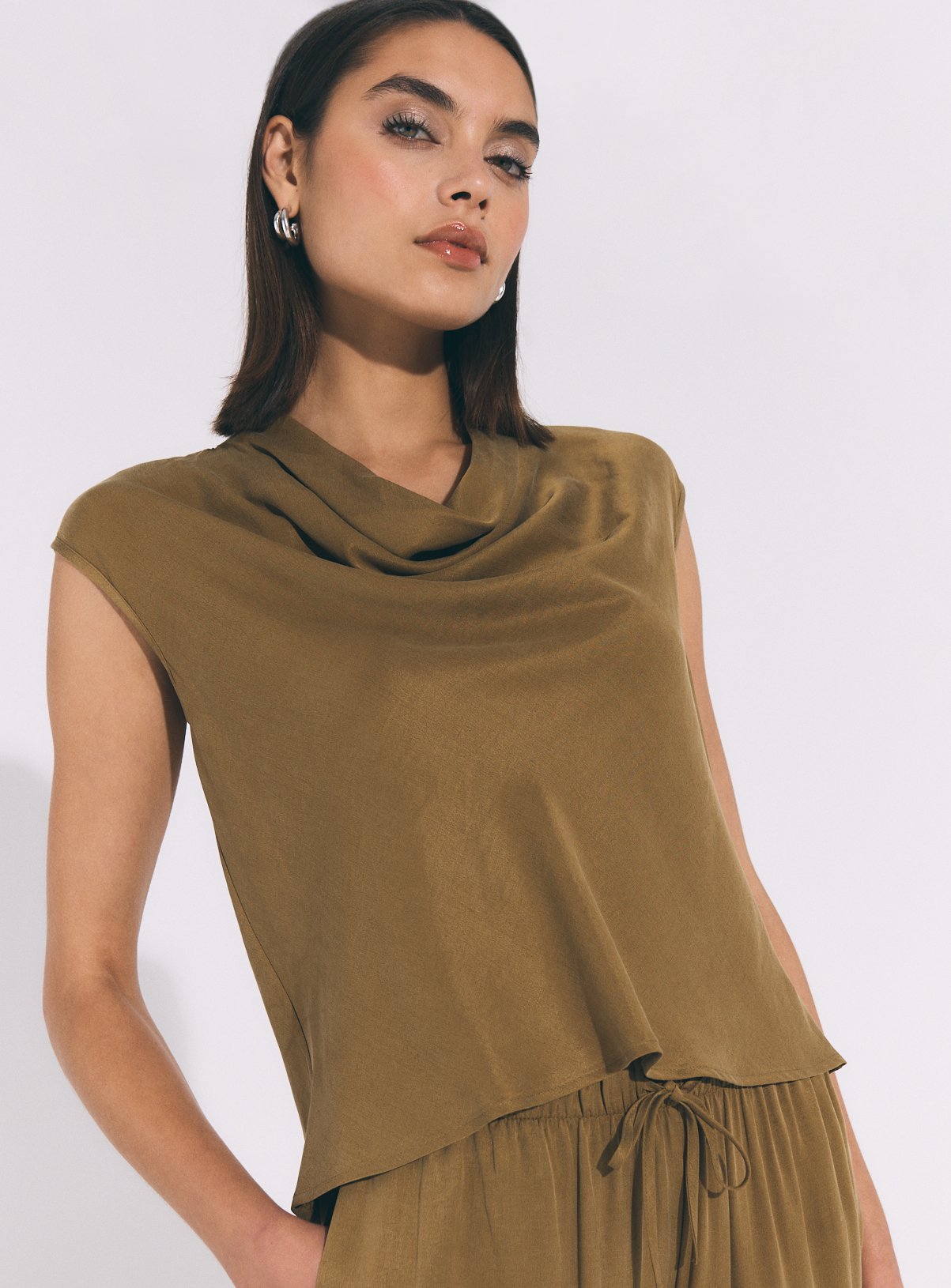 Light Khaki Sandwash Asymmetric Top 20 - Image 2 thumbnail